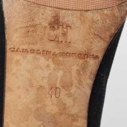 Pre Owned CH Carolina Herrera Black Suede and Leather Bow Pumps Size 40