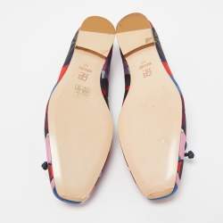 Pre Owned CH Carolina Herrera Multicolor Floral Satin Bow Ballet Flats Size 40