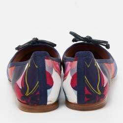 Pre Owned CH Carolina Herrera Multicolor Floral Satin Bow Ballet Flats Size 40