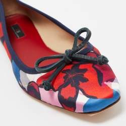 Pre Owned CH Carolina Herrera Multicolor Floral Satin Bow Ballet Flats Size 40