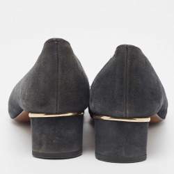 مملوكة مسبقًا CH Carolina Herrera Navy Blue Suede Bow Pumps Size 37