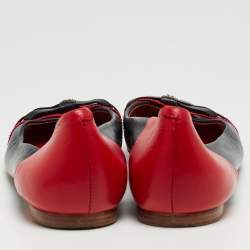مملوكة مسبقًا CH Carolina Herrera Red/Navy Blue Ballet Flats Size 40