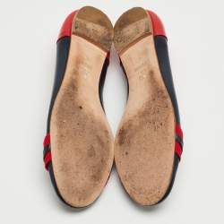 مملوكة مسبقًا CH Carolina Herrera Red/Navy Blue Ballet Flats Size 40