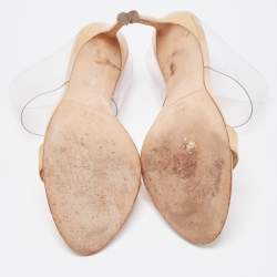 مملوكة مسبقًا CH Carolina Herrera Beige Patent Leather and PVC Slide Sandals Size 38