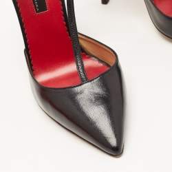 Pre Owned CH Carolina Herrera Black Leather T-Bar Ankle Strap Pumps Size 38