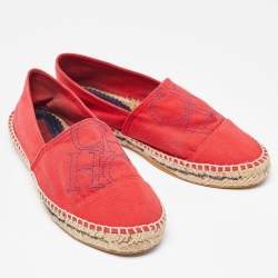 CH Carolina Herrera Red Canvas Espadrille Flats Size 40