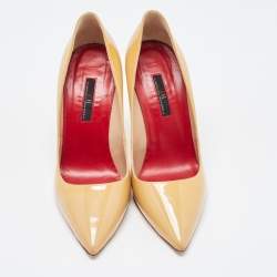 CH Carolina Herrera Beige Patent Leather Pointed Toe Pumps Size 38