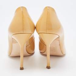 CH Carolina Herrera Beige Patent Leather Pointed Toe Pumps Size 38
