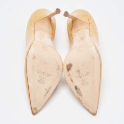 CH Carolina Herrera Beige Patent Leather Pointed Toe Pumps Size 38