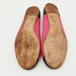 CH Carolina Herrera Pink/Black Leather Logo Ballet Flats Size 39