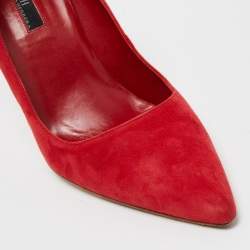 Pre Owned CH Carolina Herrera Red Suede Pointed Toe Pumps Size 41