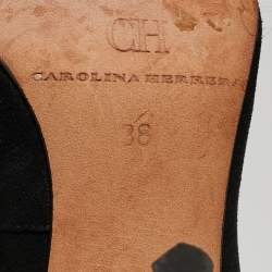 مملوكة مسبقًا Carolina Herrera Black Suede Crystal Embellished Pointed Toe Pumps Size 38