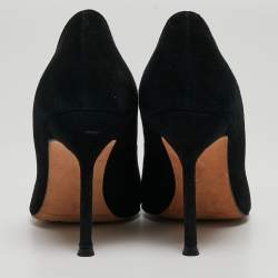 مملوكة مسبقًا Carolina Herrera Black Suede Crystal Embellished Pointed Toe Pumps Size 38