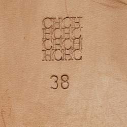 مملوكة مسبقًا CH Carolina Herrera Gold Leather Thong Flats Size 38