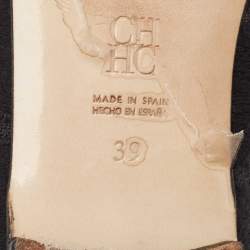 Pre Owned CH Carolina Herrera Black Lace and Leather Cap Toe Bow Ballet Flats Size 39