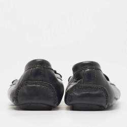 Pre Owned CH Carolina Herrera Black Leather CHCH Logo Loafers Size 40