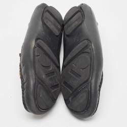 Pre Owned CH Carolina Herrera Black Leather CHCH Logo Loafers Size 40