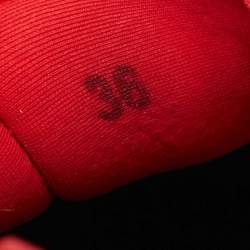 Pre Owned CH Carolina Herrera Red/Navy Blue Leather and Suede Low Top Sneakers Size 36