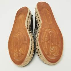 Pre Owned CH Carolina Herrera Black/Silver Crystal Embellished Suede Espadrille Flats Size 40