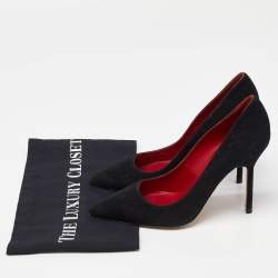Pre Owned CH Carolina Herrera Black Suede Pointed Toe Pumps Size 36