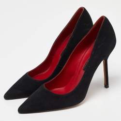 Pre Owned CH Carolina Herrera Black Suede Pointed Toe Pumps Size 36