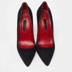 Pre Owned CH Carolina Herrera Black Suede Pointed Toe Pumps Size 36