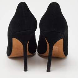 Pre Owned CH Carolina Herrera Black Suede Pointed Toe Pumps Size 36