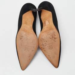 Pre Owned CH Carolina Herrera Black Suede Pointed Toe Pumps Size 36