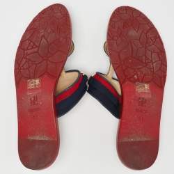 CH Carolina Herrera Multicolor Canvas and Leather Thong Flats Size 38