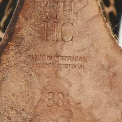 Pre Owned CH Carolina Herrera Black Suede Bow Cork Wedge Slingback Sandals Size 38