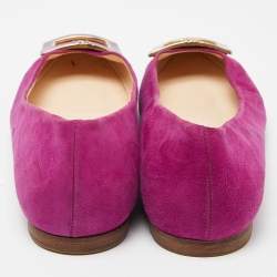 مملوكة مسبقًا CH Carolina Herrera Pink Suede Pointed Toe Ballet Flats Size 39