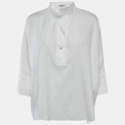 CH CH White Shirt Logo Jacquard Cotton Blouse S