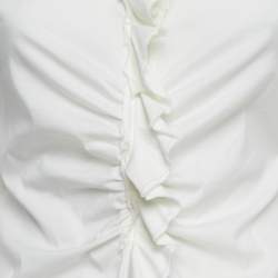 Pre Owned CH CH White Shirt Off-White Cotton Ruffled Top S