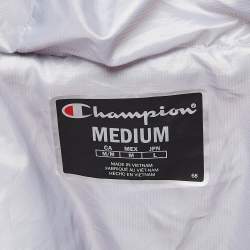 Champion Red Lame Printed & Badge Detail Puffer Overcoat M