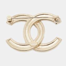Pre Owned Chanel CC Gold Tone Brooch