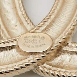 Pre Owned Chanel CC Gold Tone Brooch