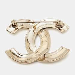 Pre Owned Chanel  CC Gold Tone Brooch