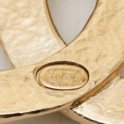 Pre Owned Chanel CC Gold Tone Metal Brooch
