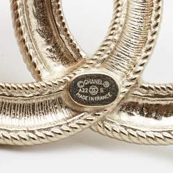 Pre Owned Chanel CC Gold Tone Brooch