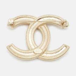 Pre Owned Chanel CC Gold Tone Brooch