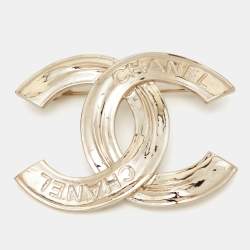 Pre Owned Chanel CC Gold Tone Brooch