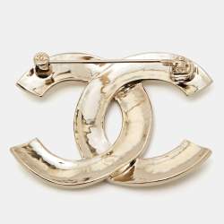 Pre Owned Chanel CC Gold Tone Brooch