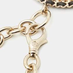 Pre Owned Chanel CC Interwoven Leather Gold Tone Necklace