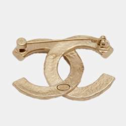 Chanel CC Gold Tone Metal Brooch