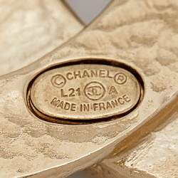 Chanel CC Gold Tone Metal Brooch