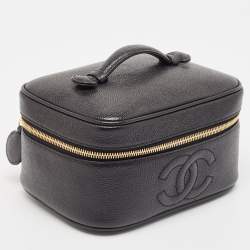 Chanel Black Caviar Leather CC Timeless Vanity Case