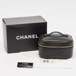 Chanel Black Caviar Leather CC Timeless Vanity Case
