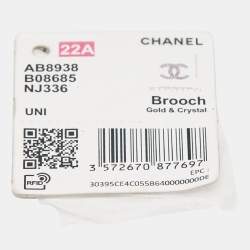 Pre Owned Chanel CC Crystal Gold Tone Brooch