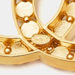 Pre Owned Chanel CC Crystal Gold Tone Brooch