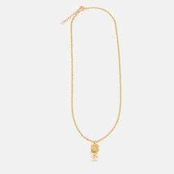 Pre Owned Chanel CC Lion Gold Tone Necklace